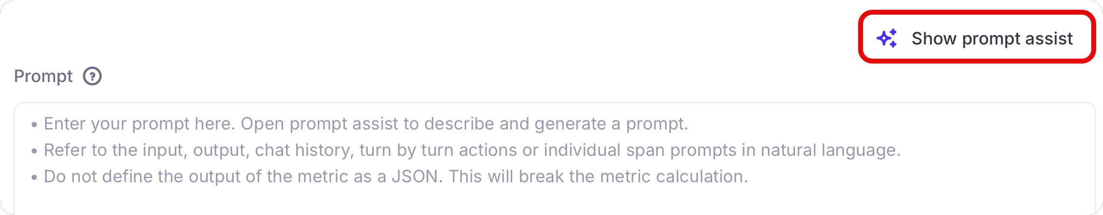 The show prompt assist button
