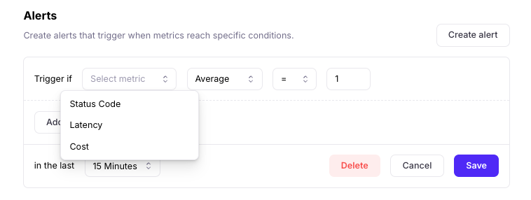System metrics in alerts