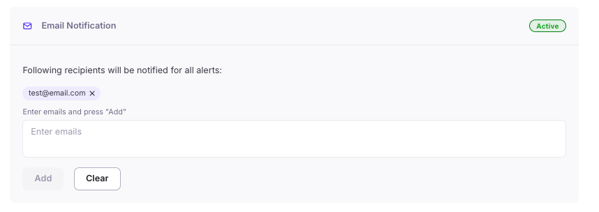 Setting up email notifications for alerts