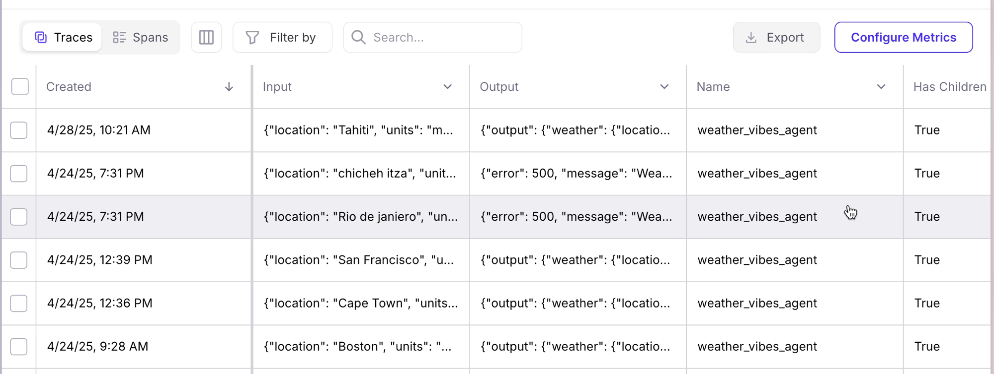 Review Traces + Spans