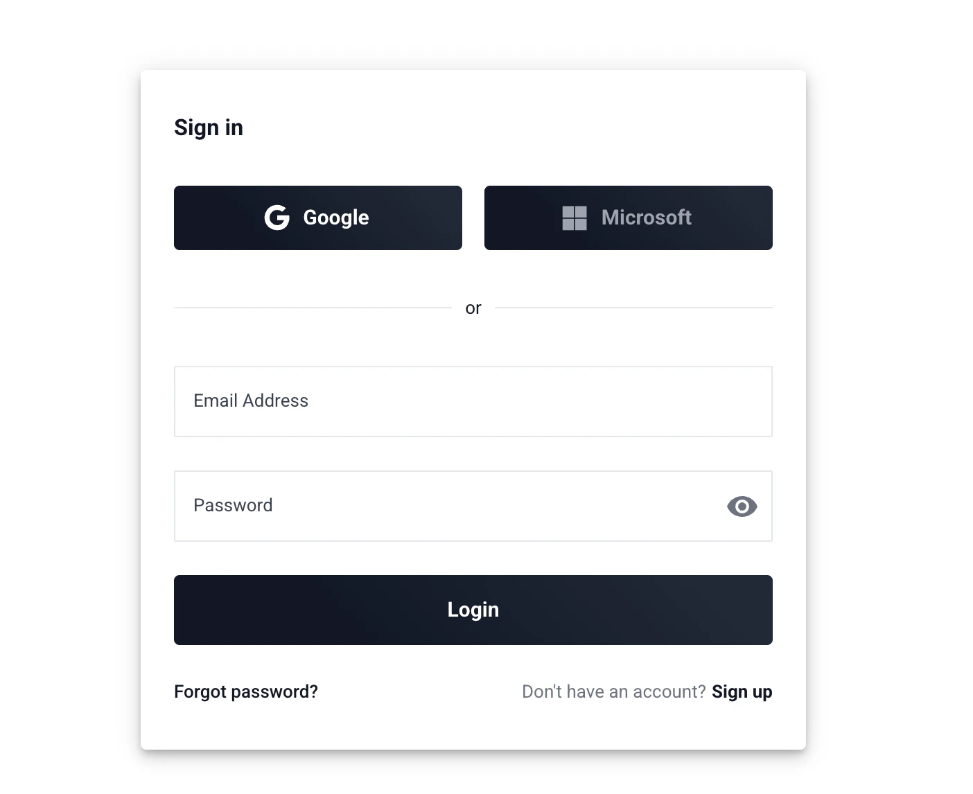 Vaani signup page showing email and password fields with a Sign Up button