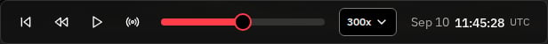 Ground Track playback controls and UTC playhead