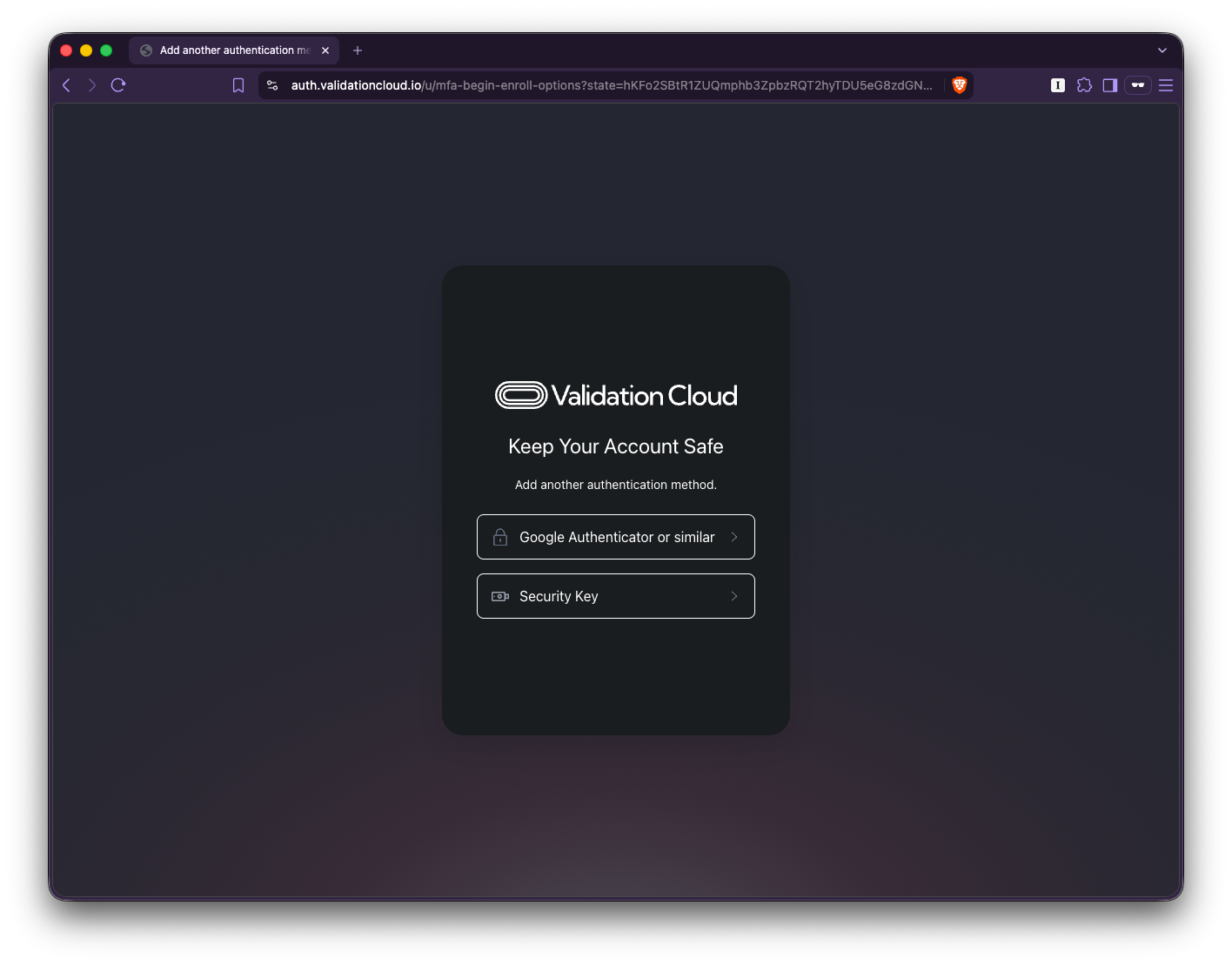 Choosing an additional authentication method
