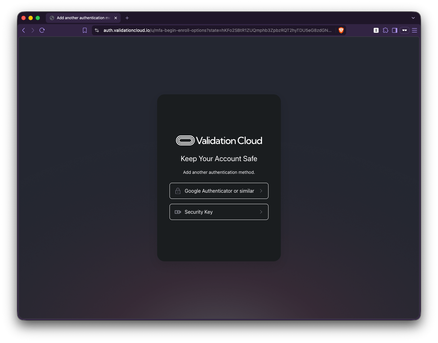 Choosing an additional authentication method