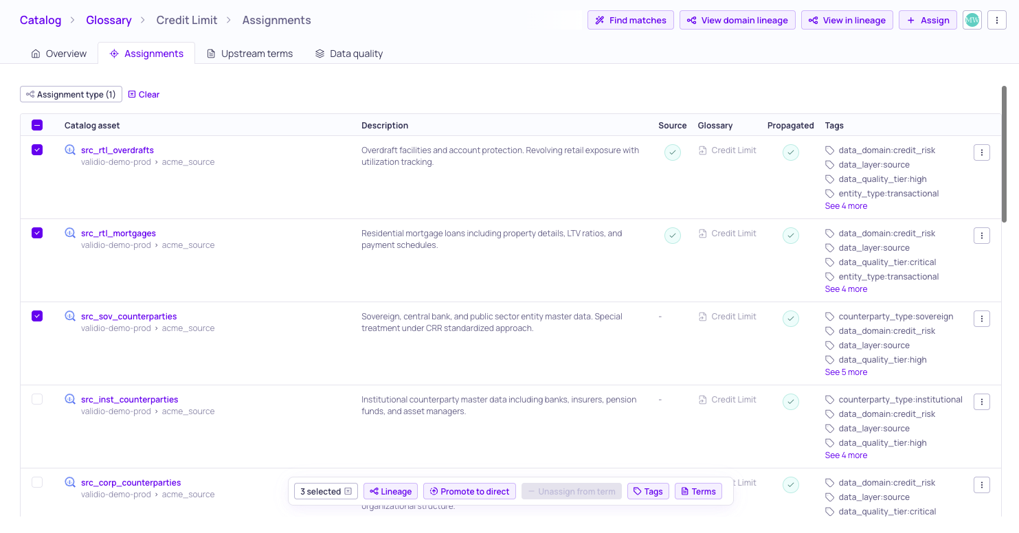 Bulk action to promote propagated assignments