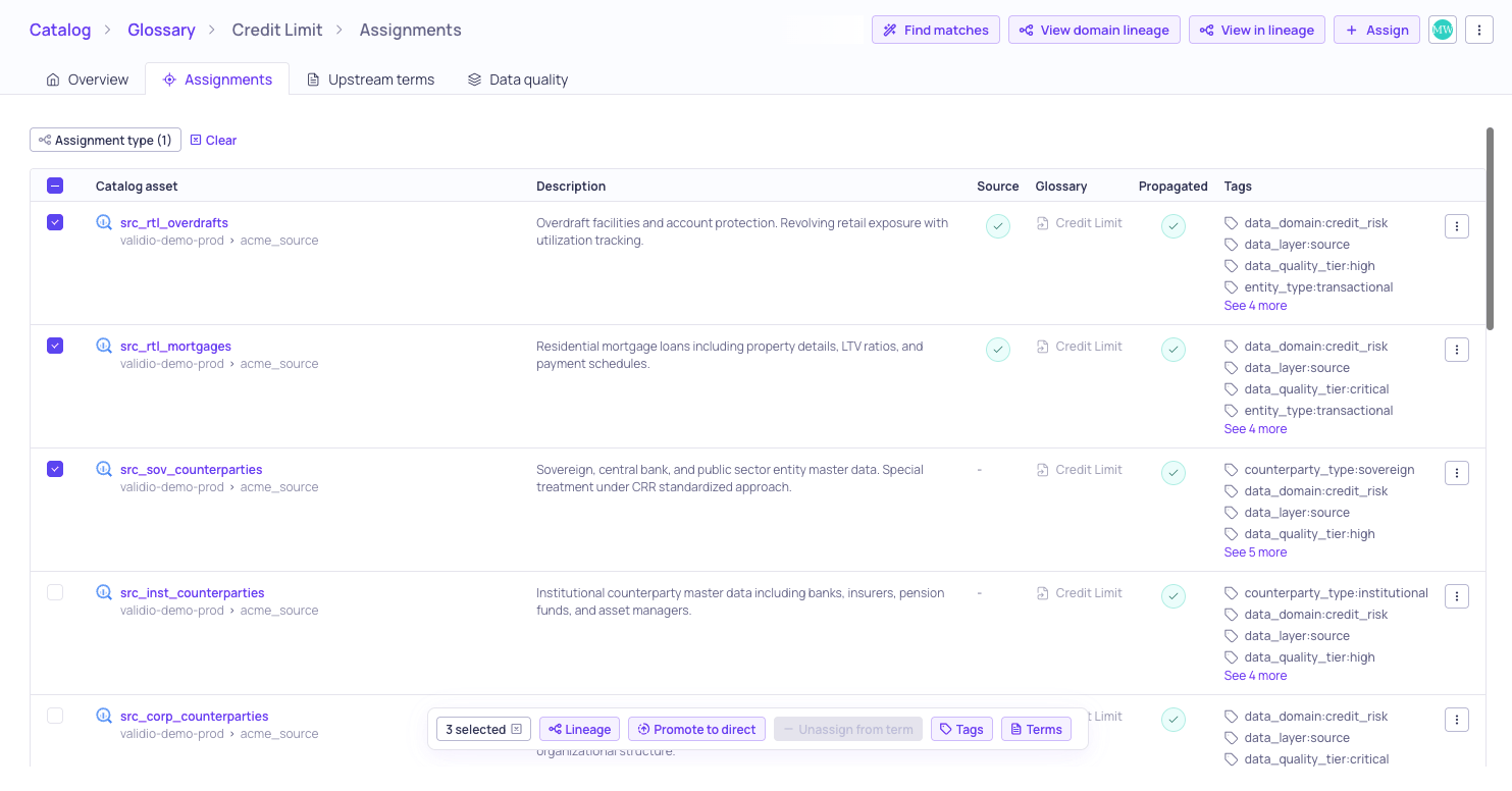 Bulk action to promote propagated assignments