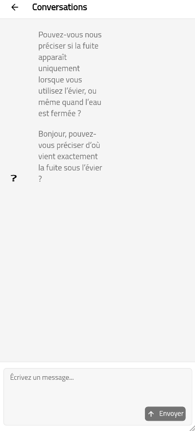 Demande de précision du gestionnaire dans la conversation de l’intervention