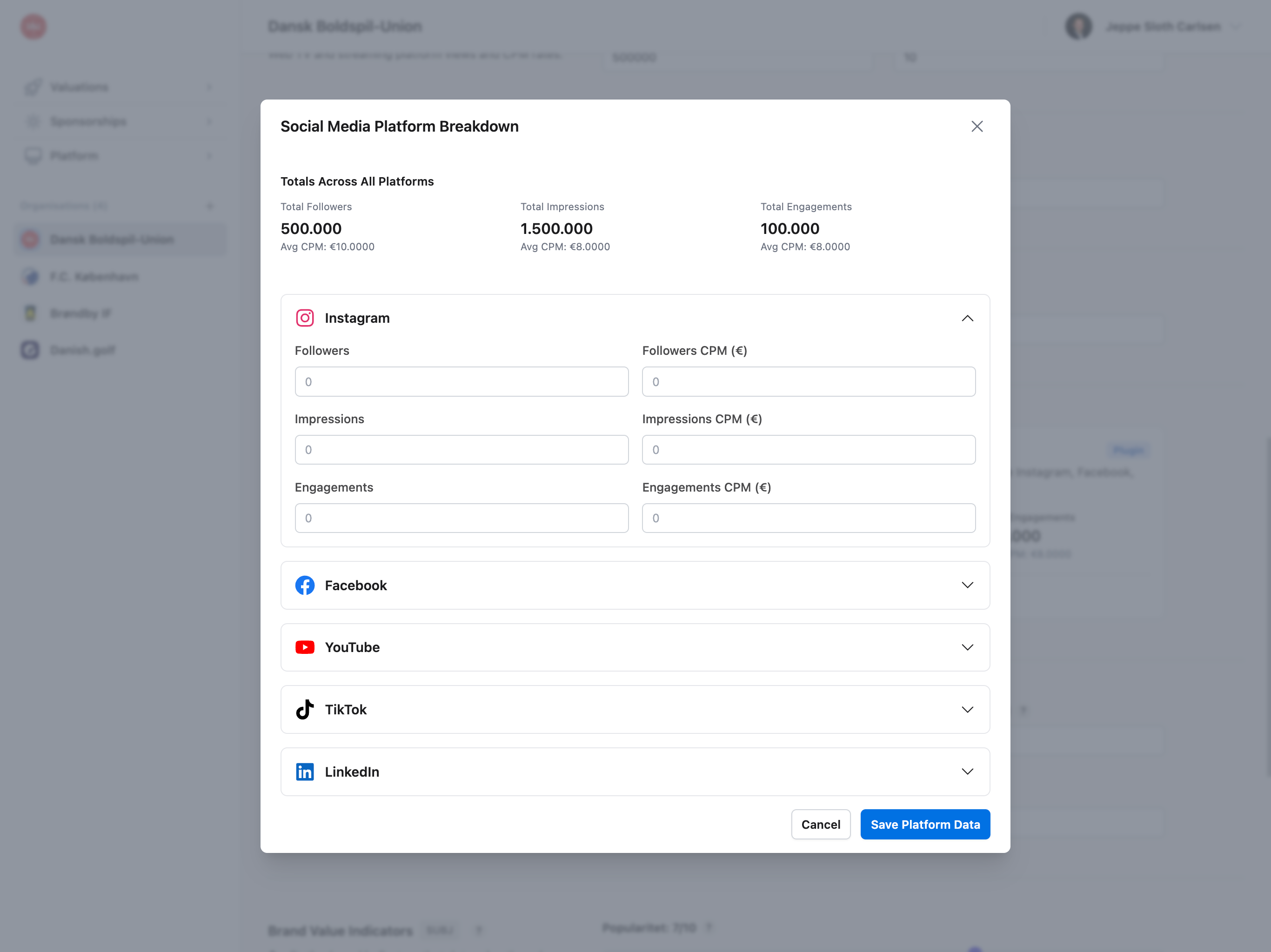 SocialDeepDive in Valuation Form