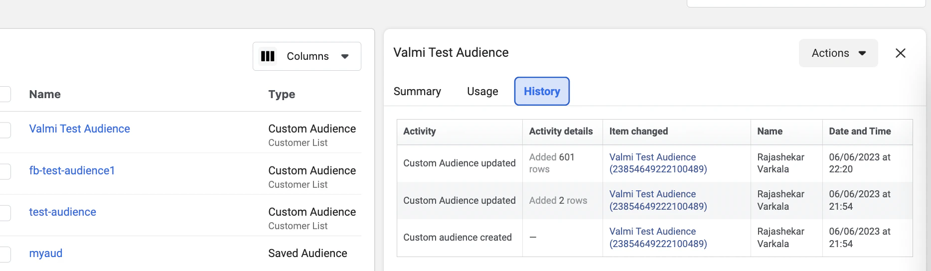 Facebook Audience Activity