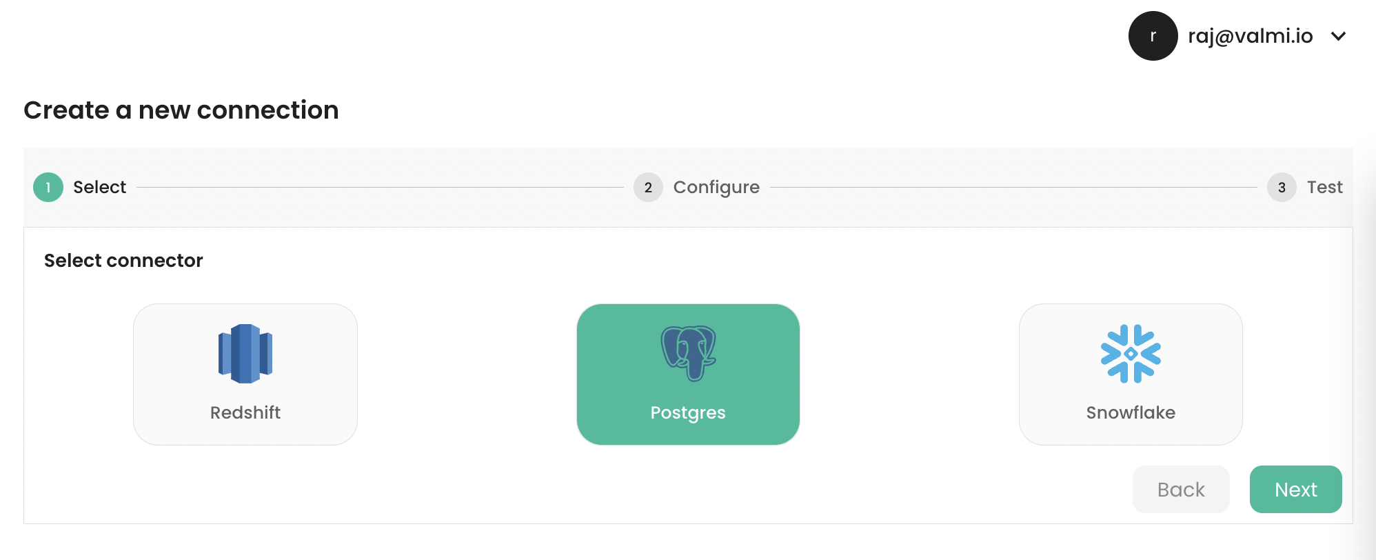 Postgres Selection Screen