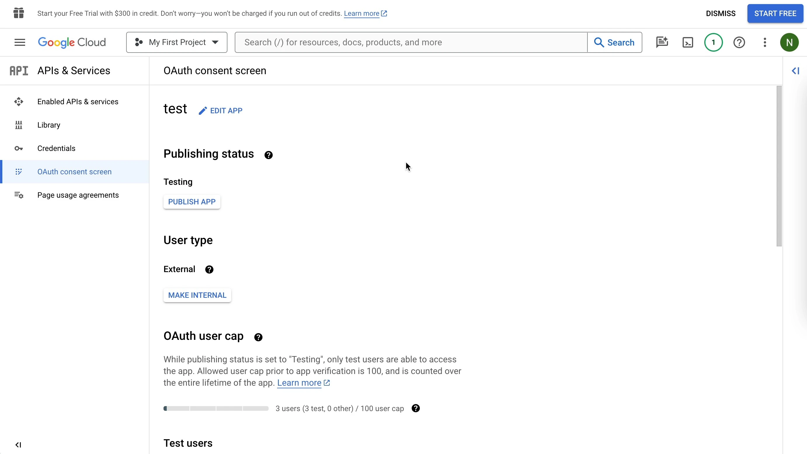 Google Sheets Consent Screen