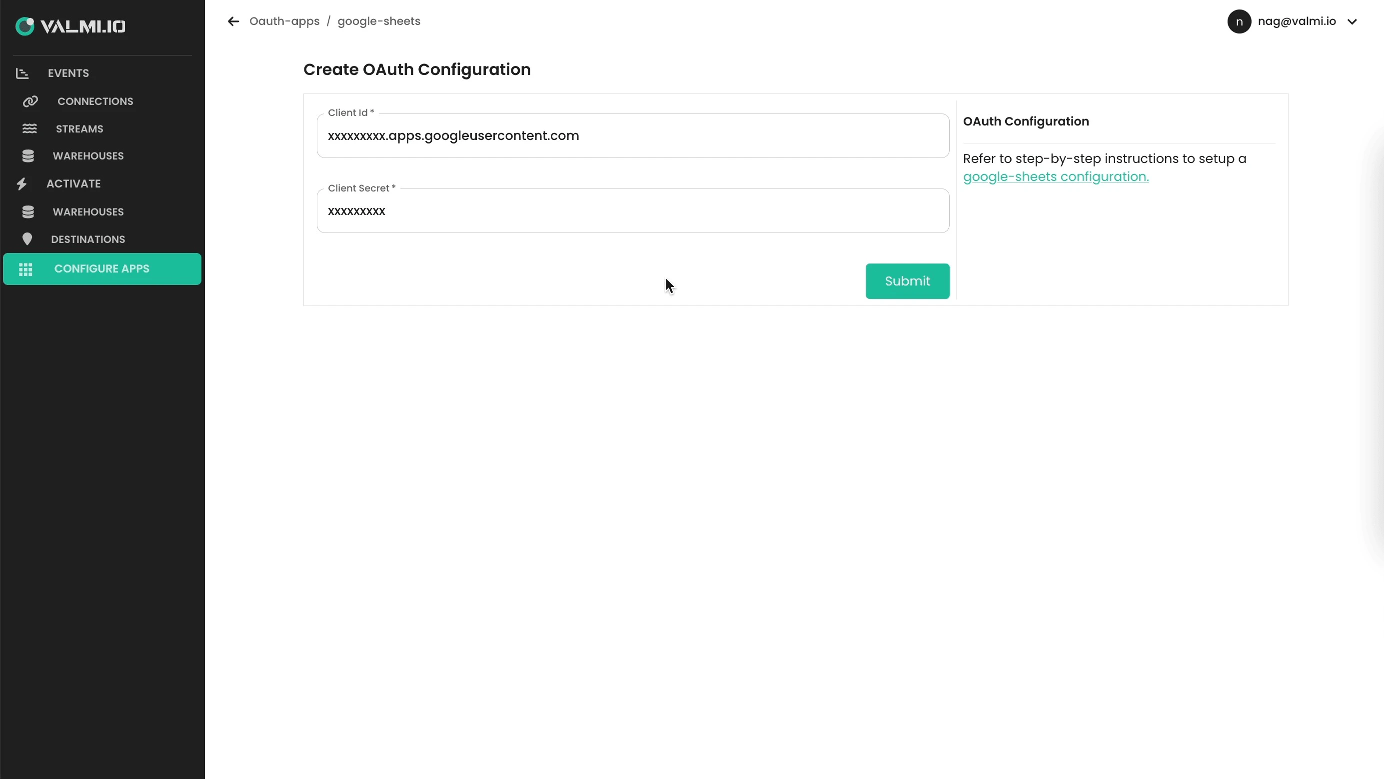 Google Sheets OAuth Configuration