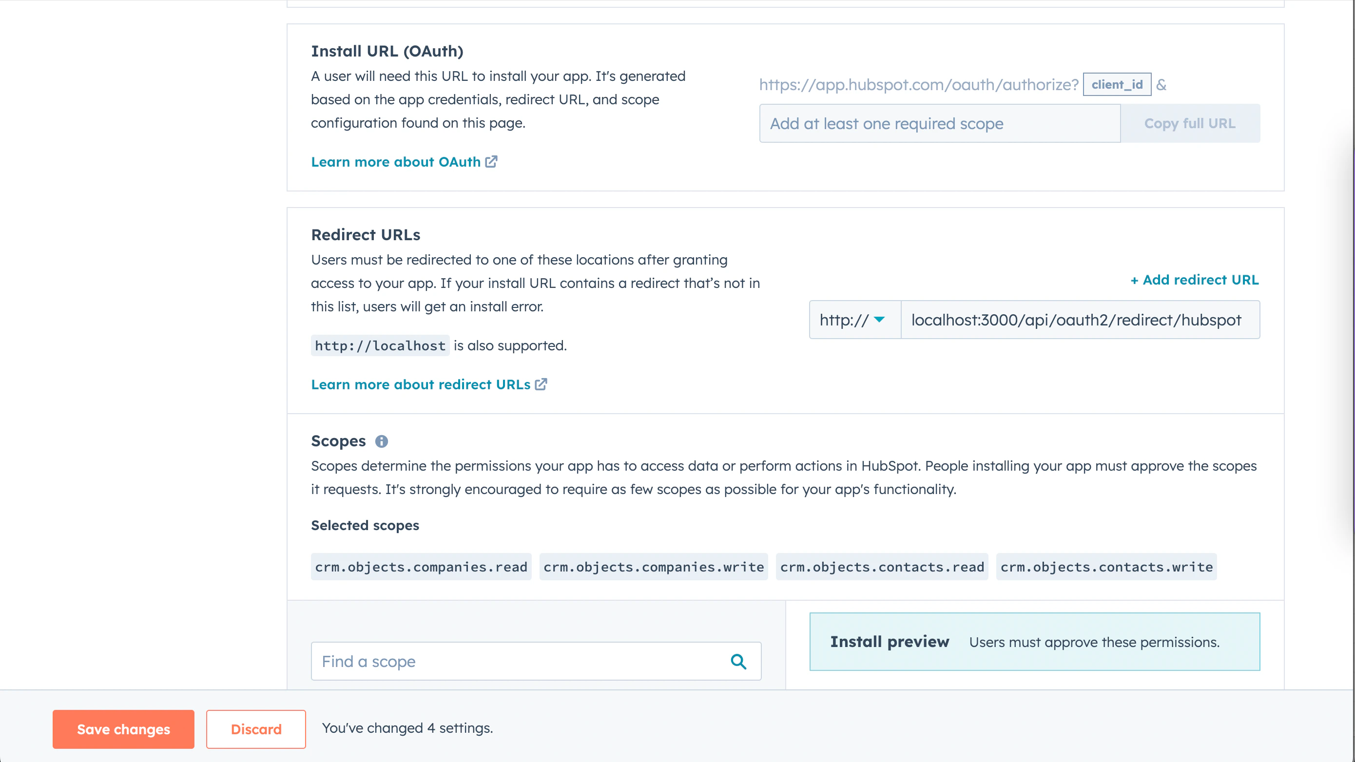 HubSpot OAuth Permissions
