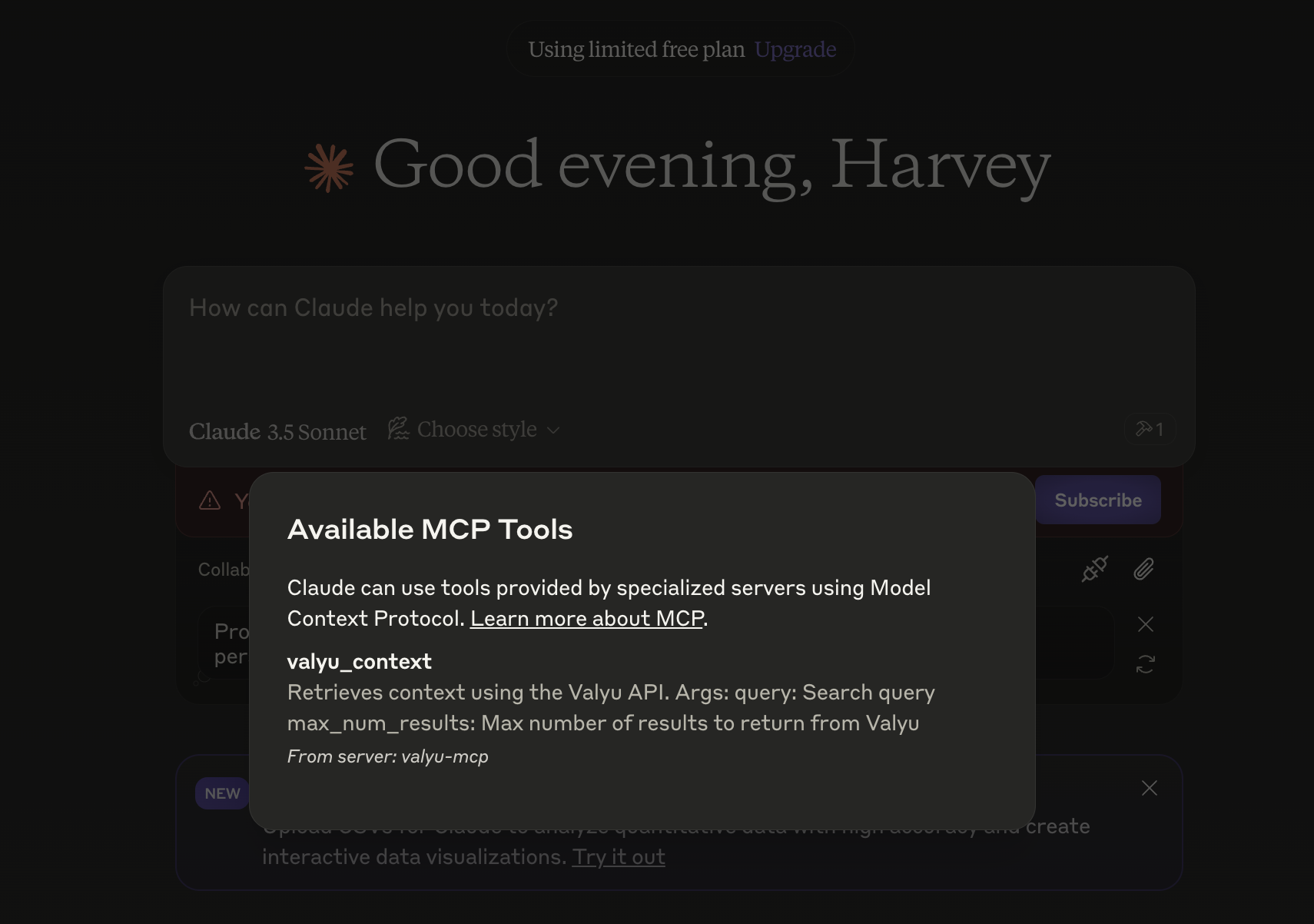 Valyu MCP Tools Interface