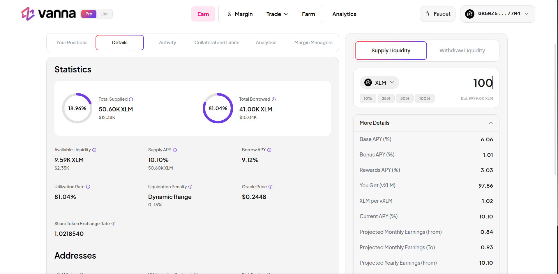 Supply details panel