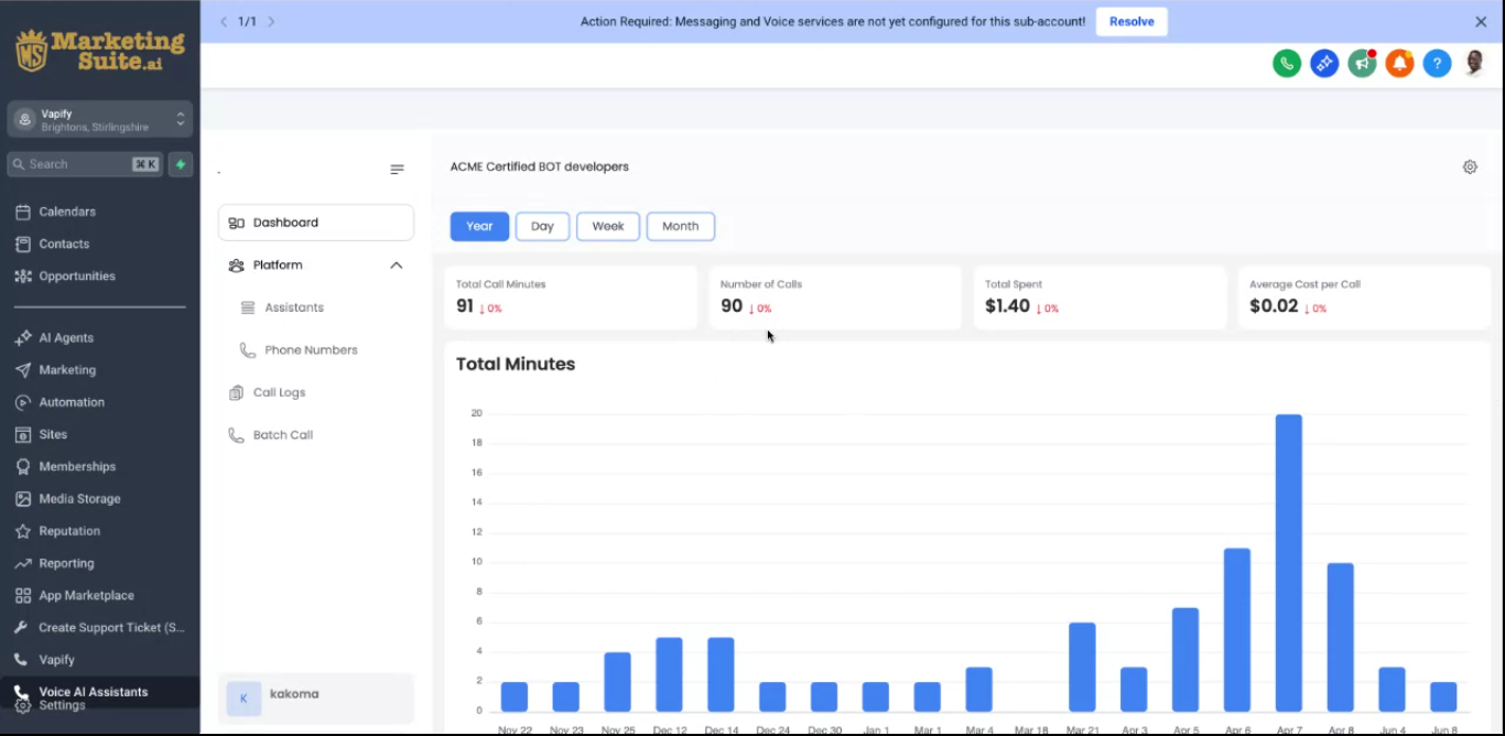 Voice AI Assistants Dashboard