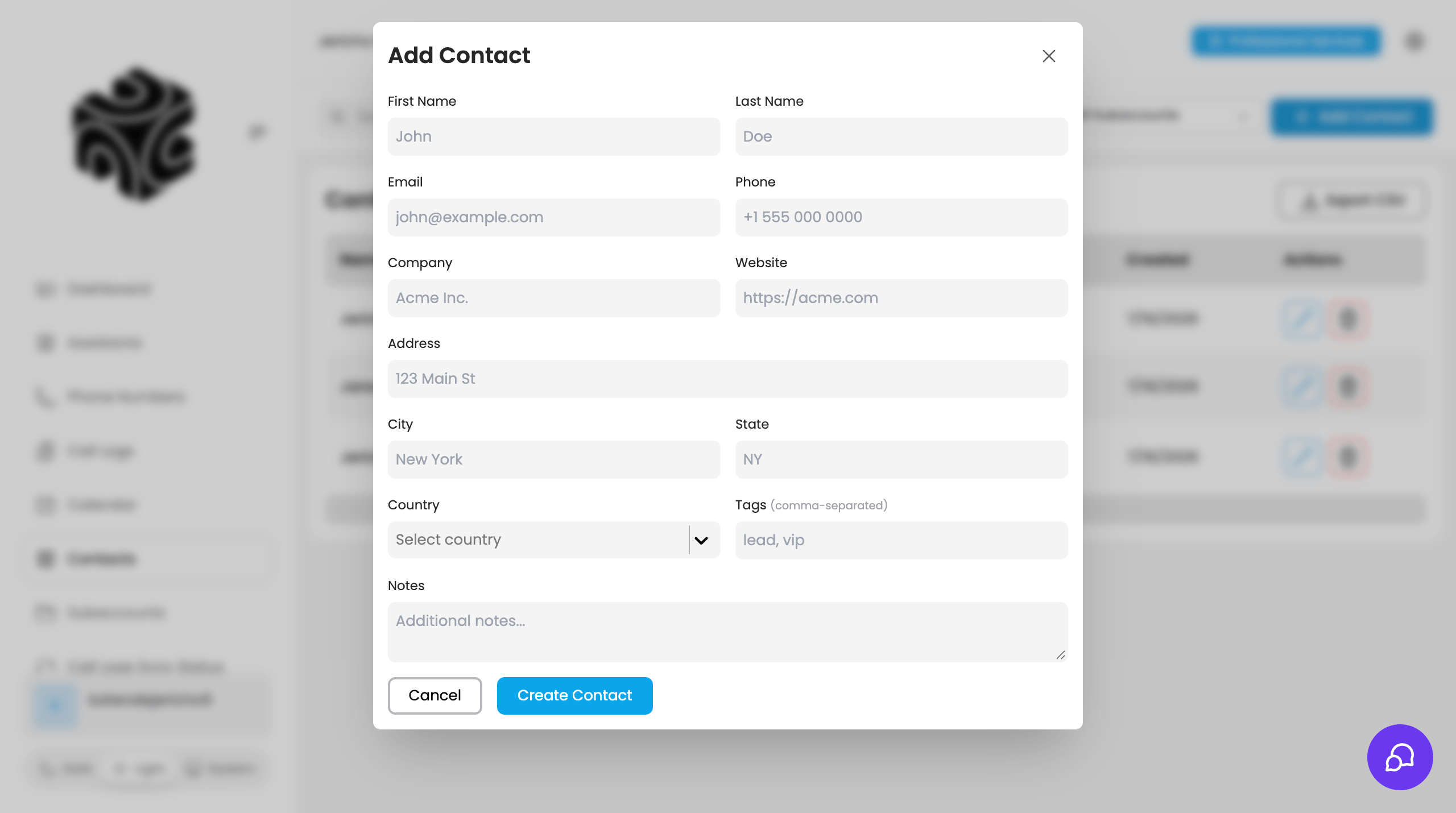 Add a contact manually