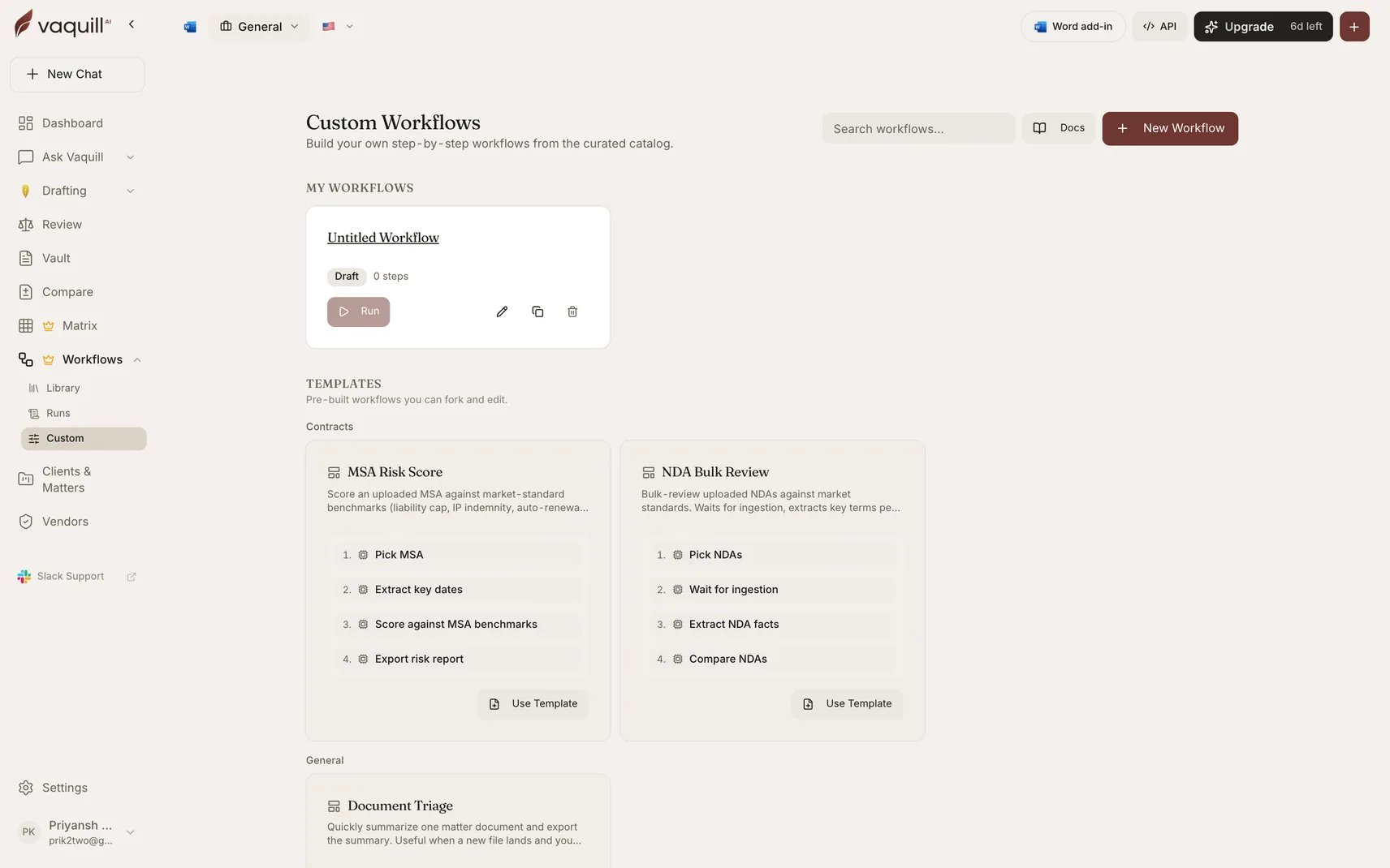 Screenshot of the custom workflows gallery showing published starter templates