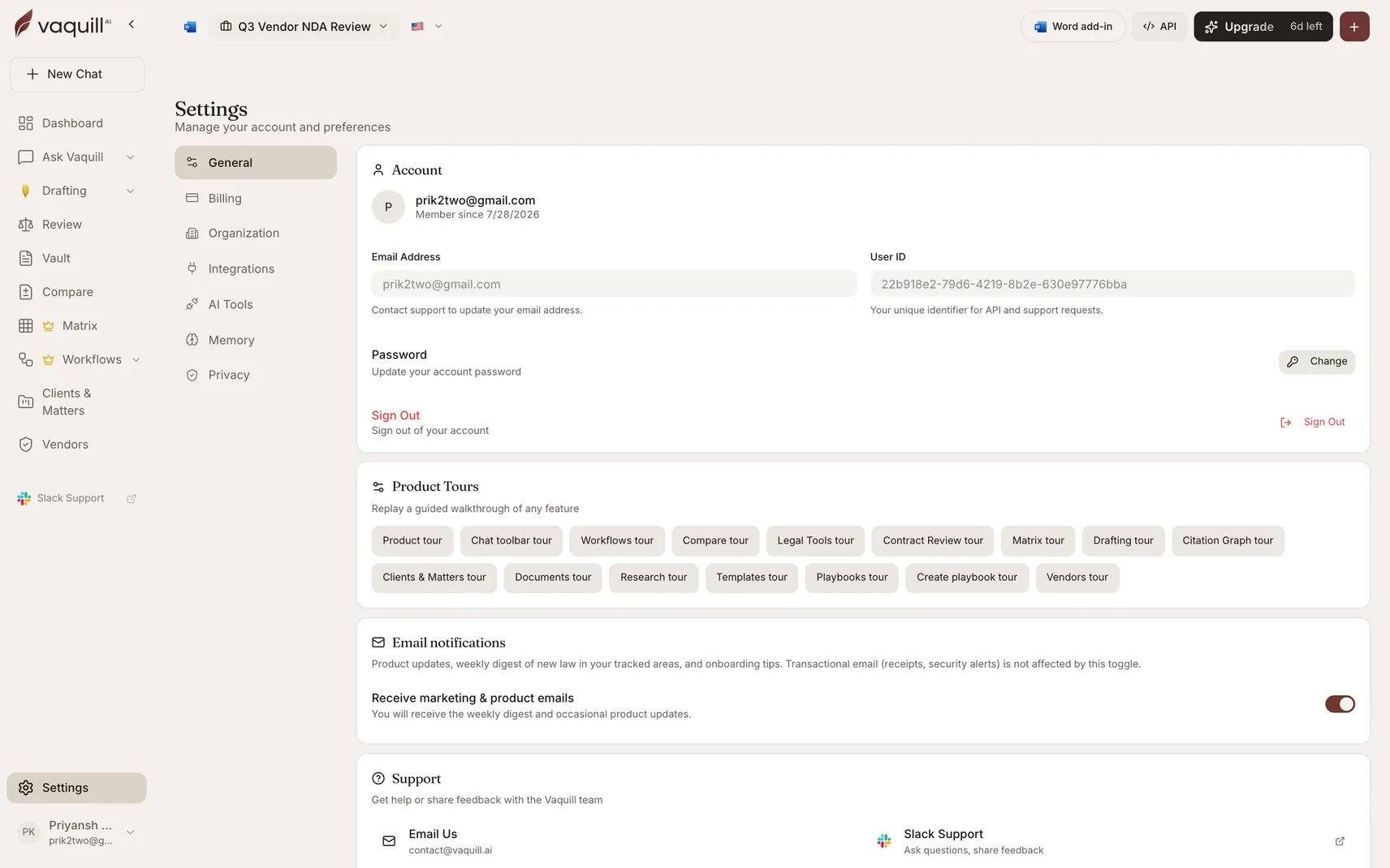 Screenshot of organization settings showing members and invitations