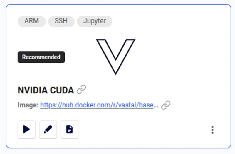 NVIDIA CUDA Template whos play button in bottom left corner