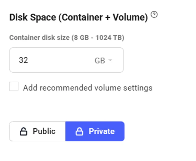 Volume settings