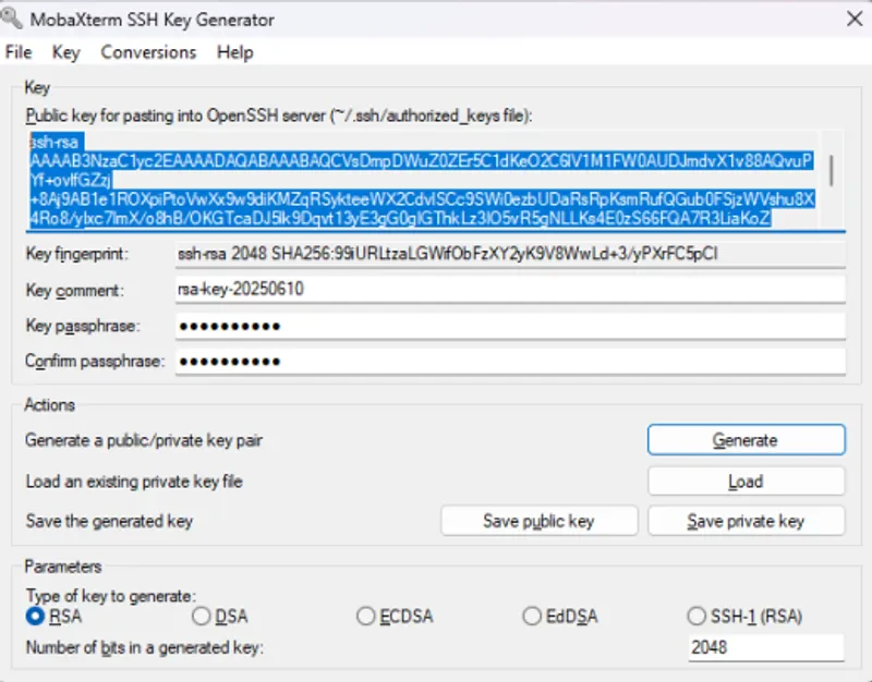 Save keys interface