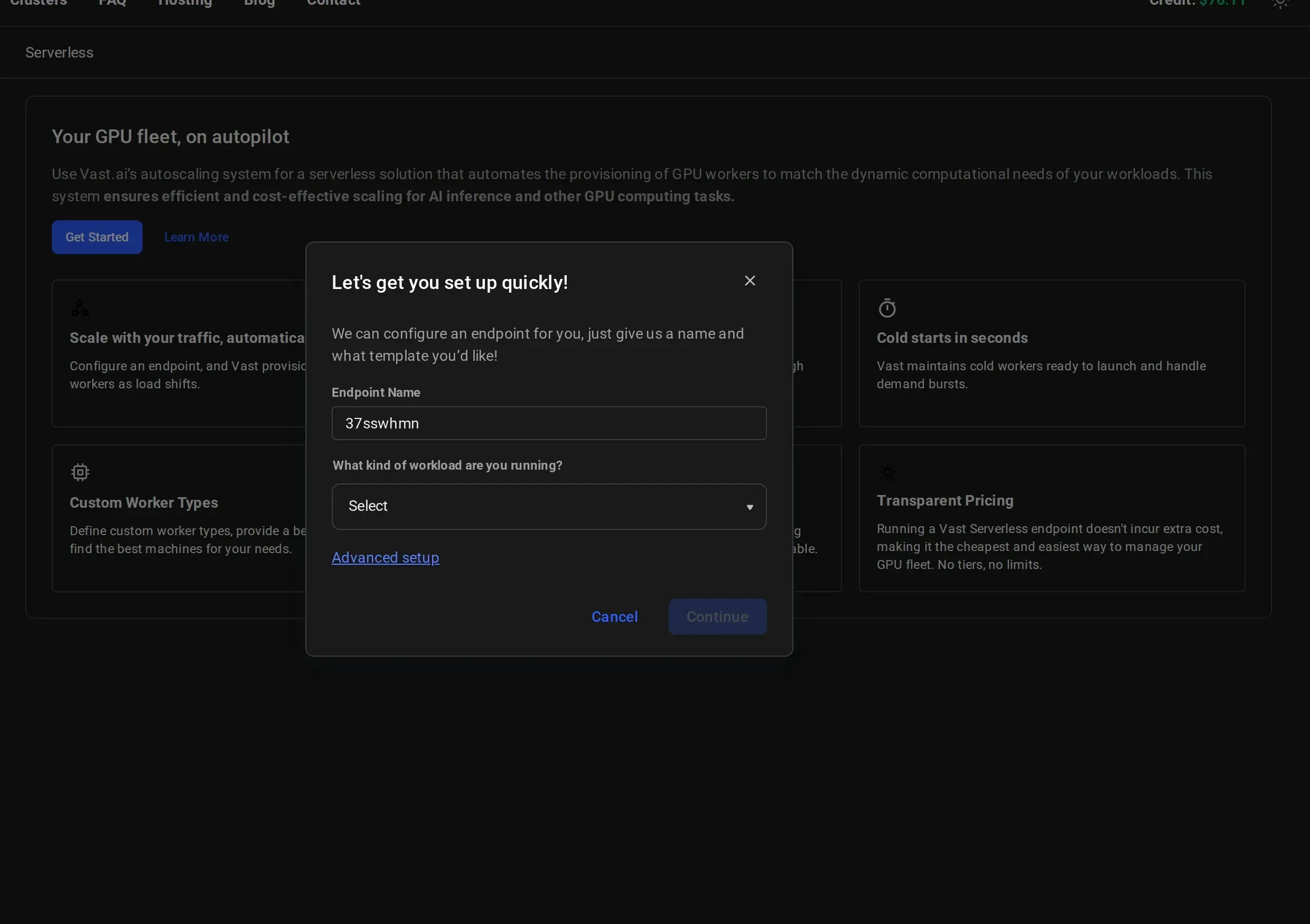 Quickstart modal