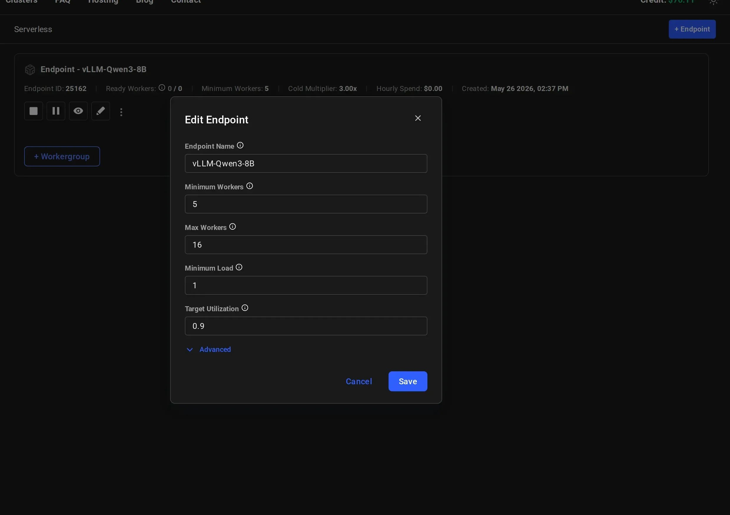 Edit Endpoint dialog