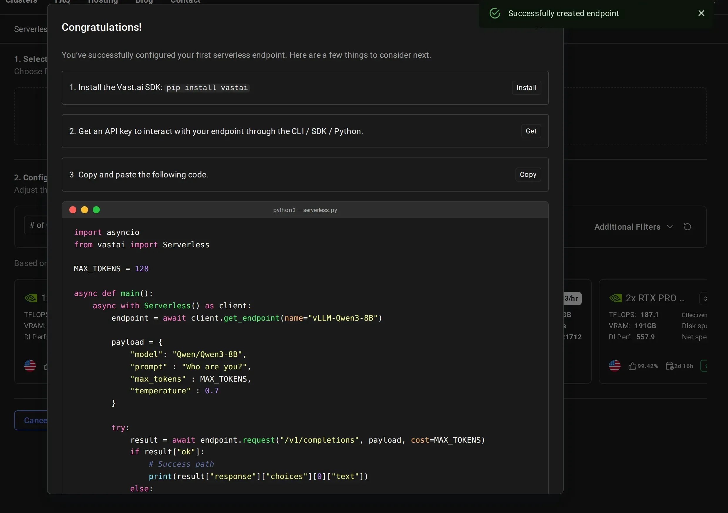 Endpoint created successfully
