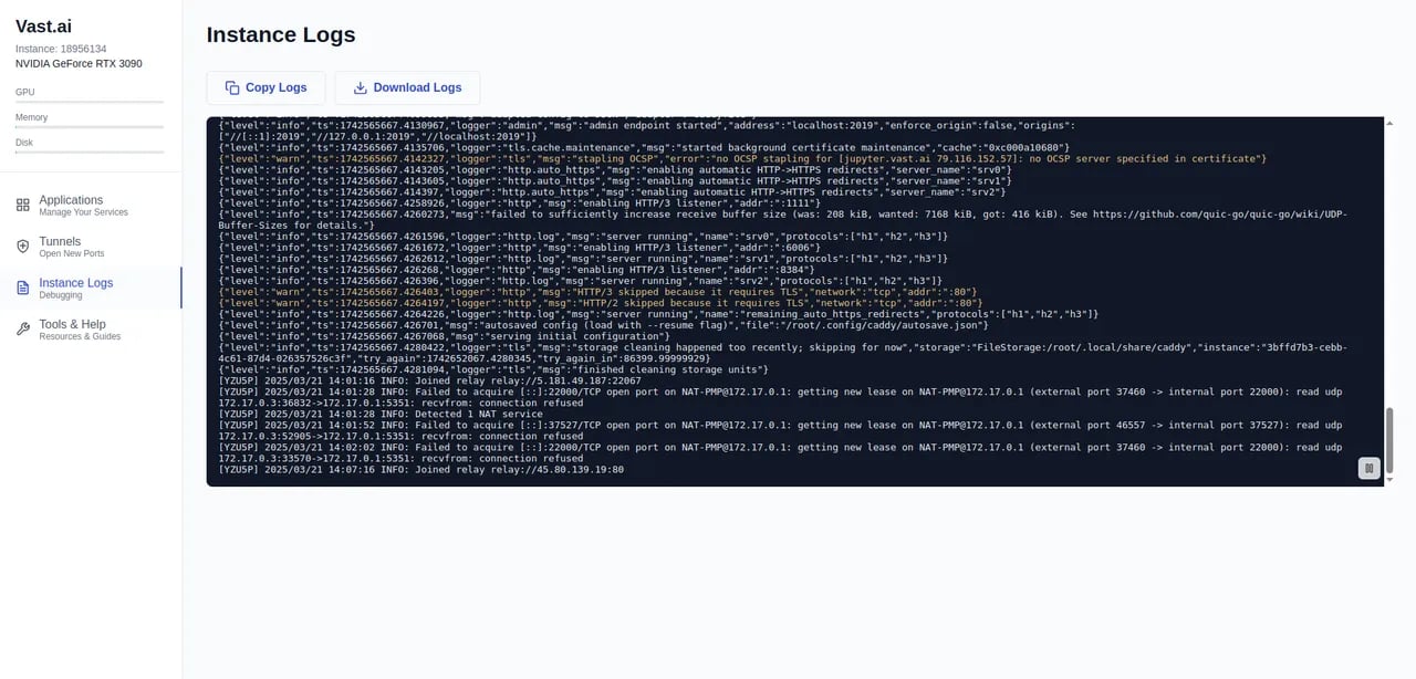 Logs Page