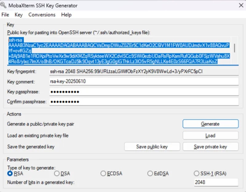 Save keys interface