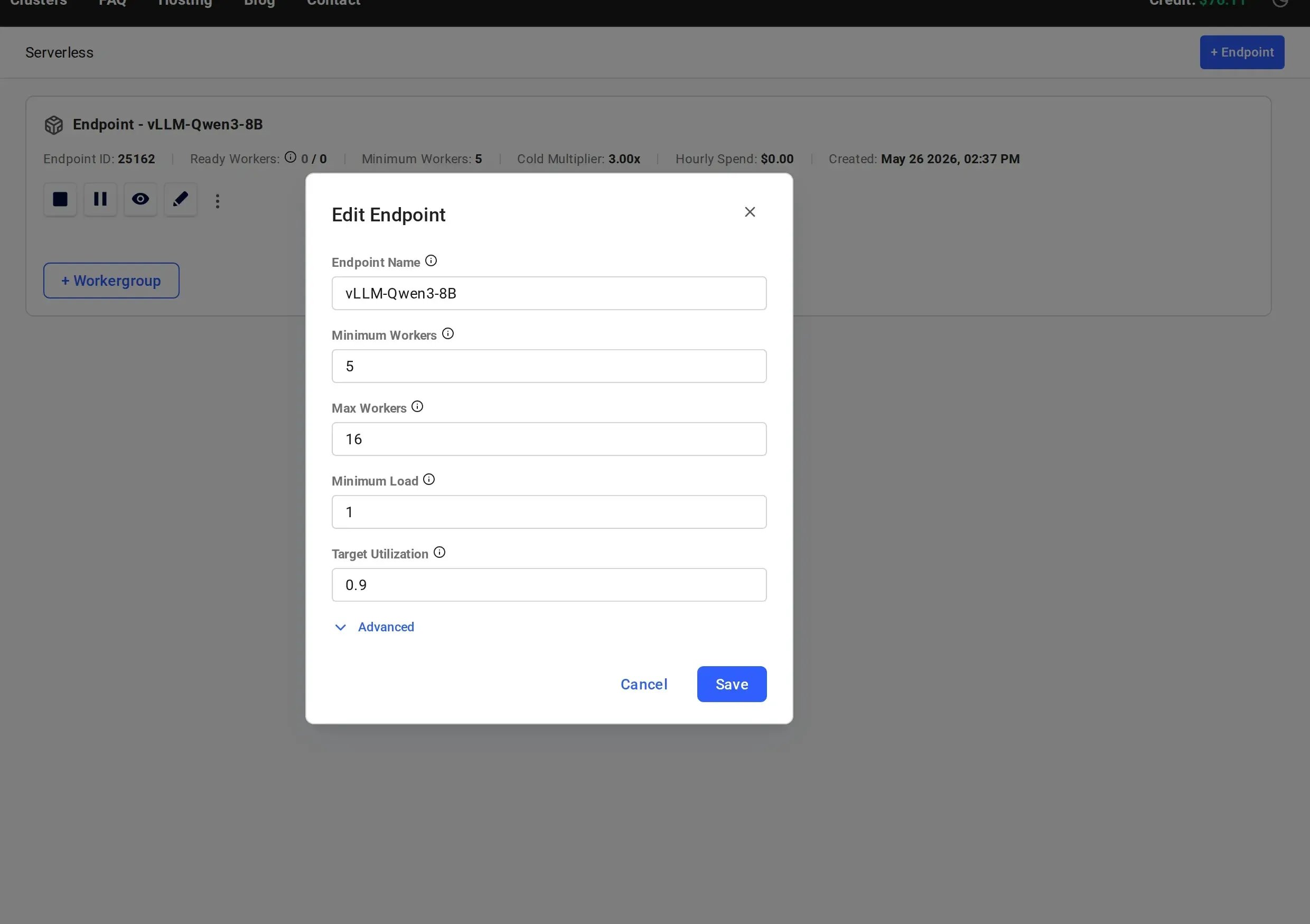Edit Endpoint dialog