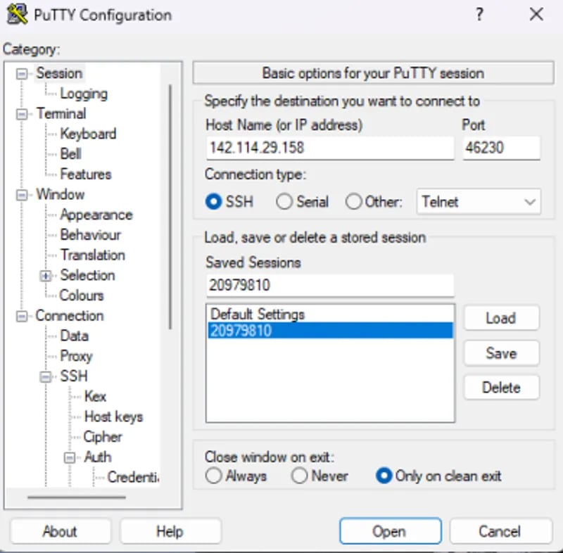 Save connection