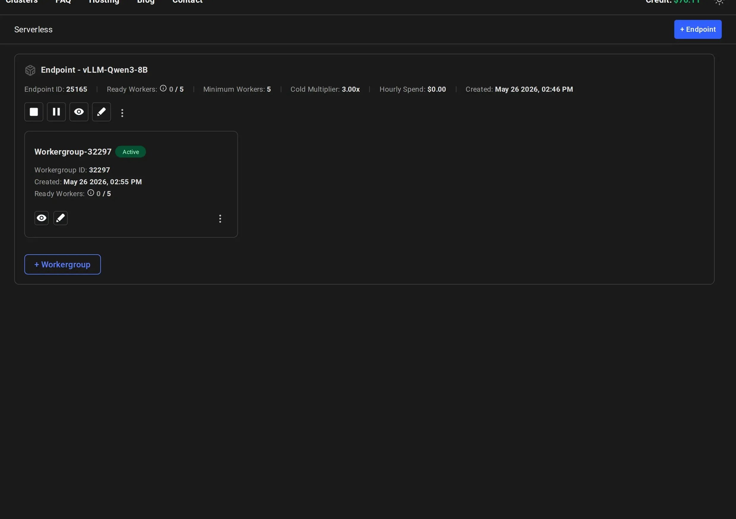 Workers loading in the dashboard