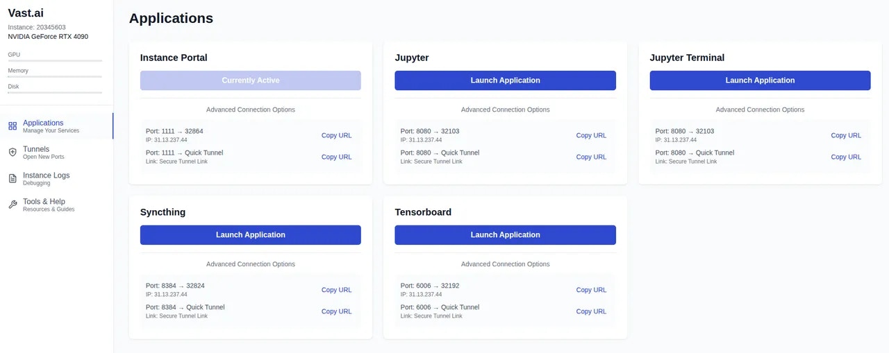 Instance portal landing page