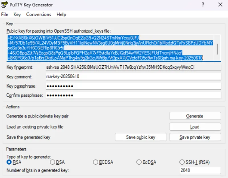 Save keys interface