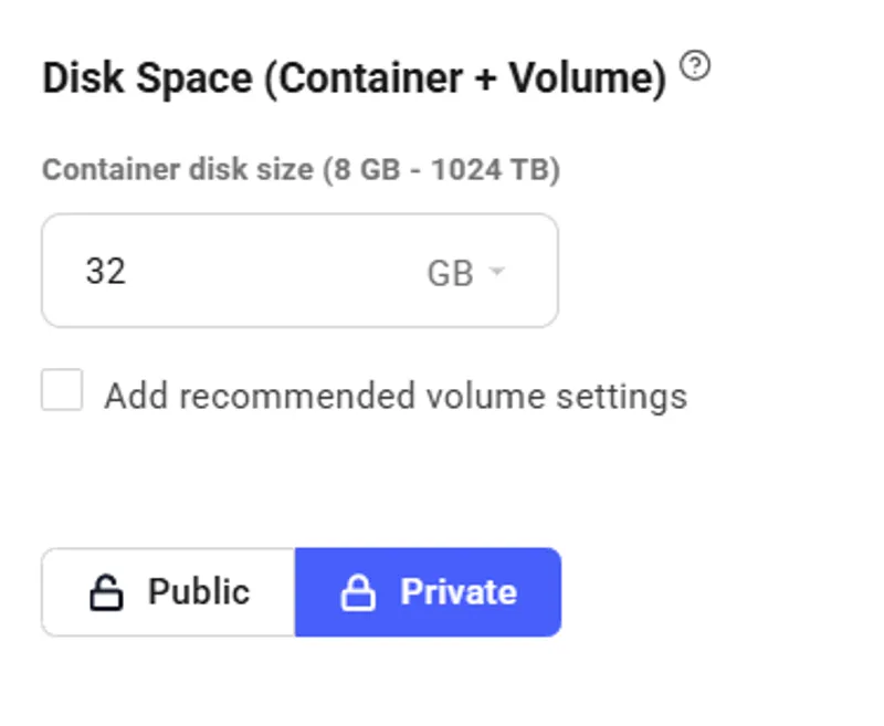 Volume settings