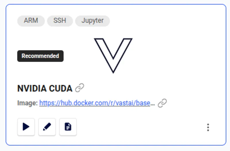 NVIDIA CUDA Template whos play button in bottom left corner