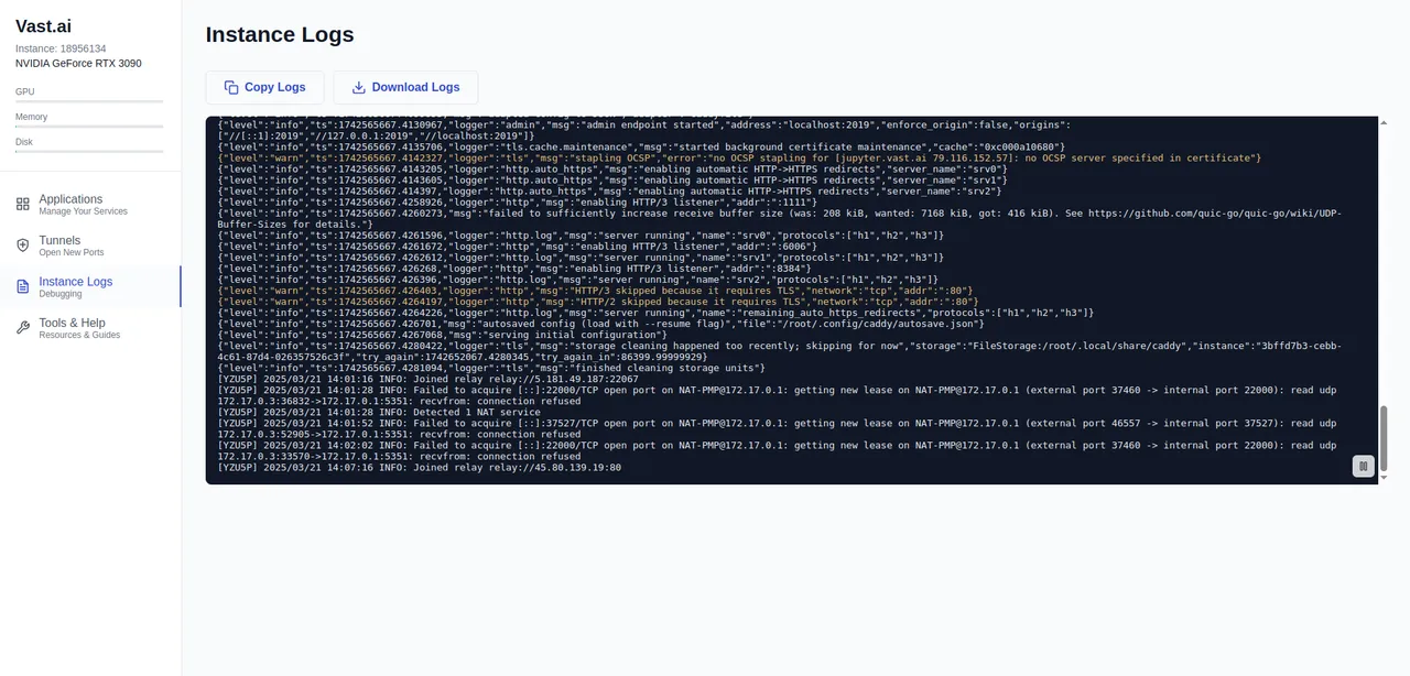 Logs Page