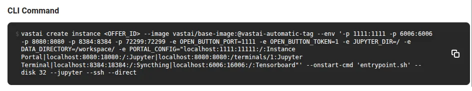 Launch a template via the CLI