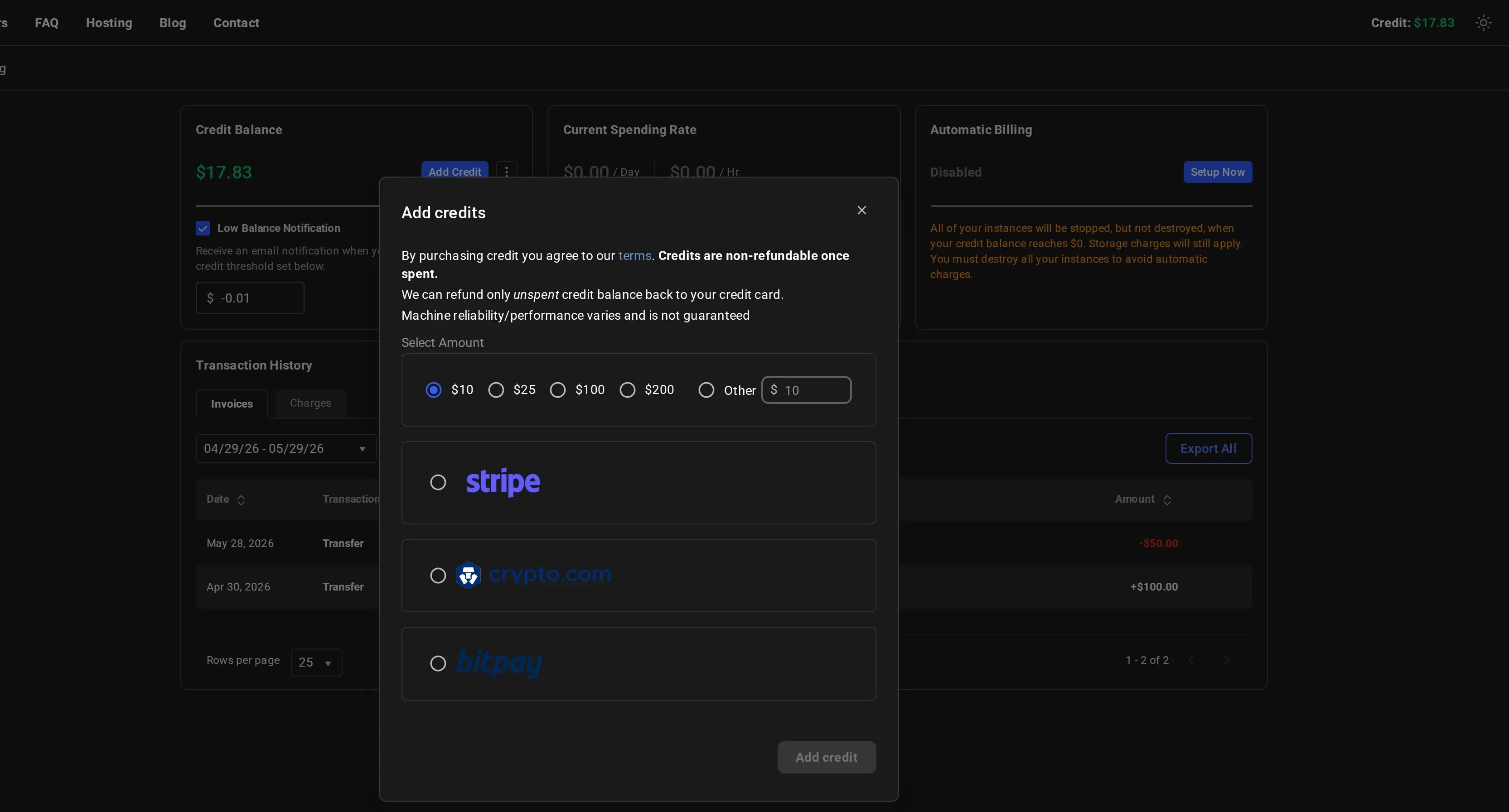 Add Credits Form