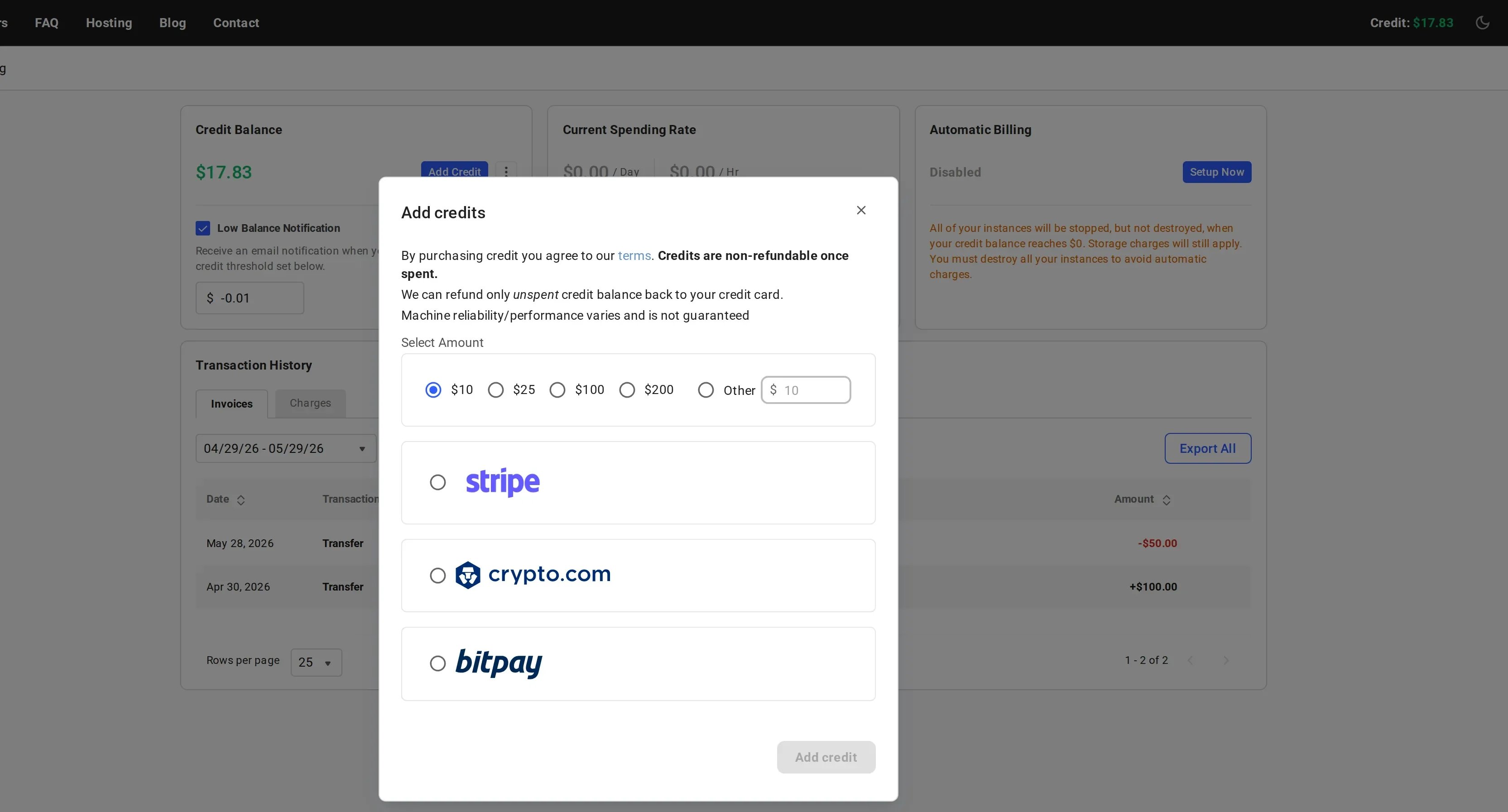 Add Credits Form