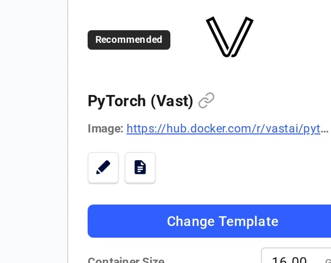 Template selector with Change Template button