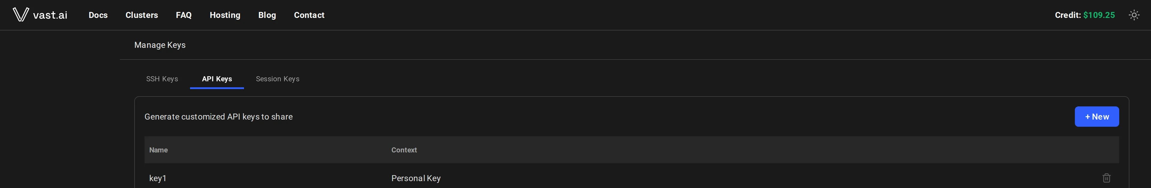 New API key