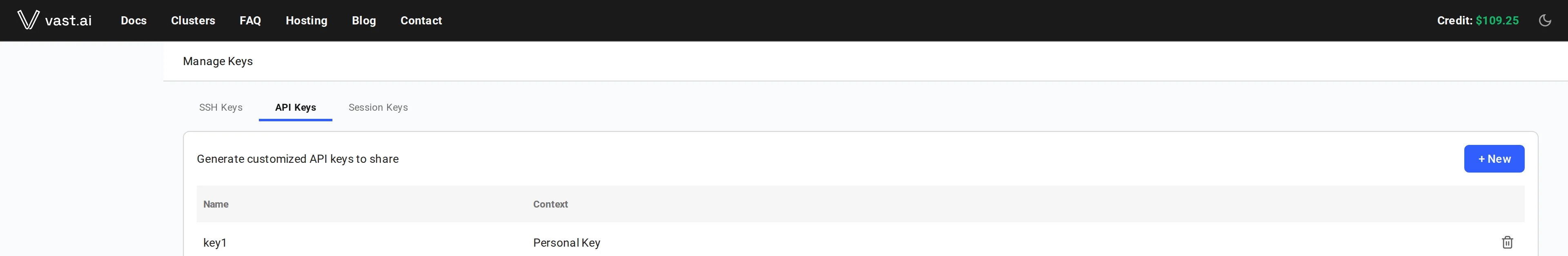New API key