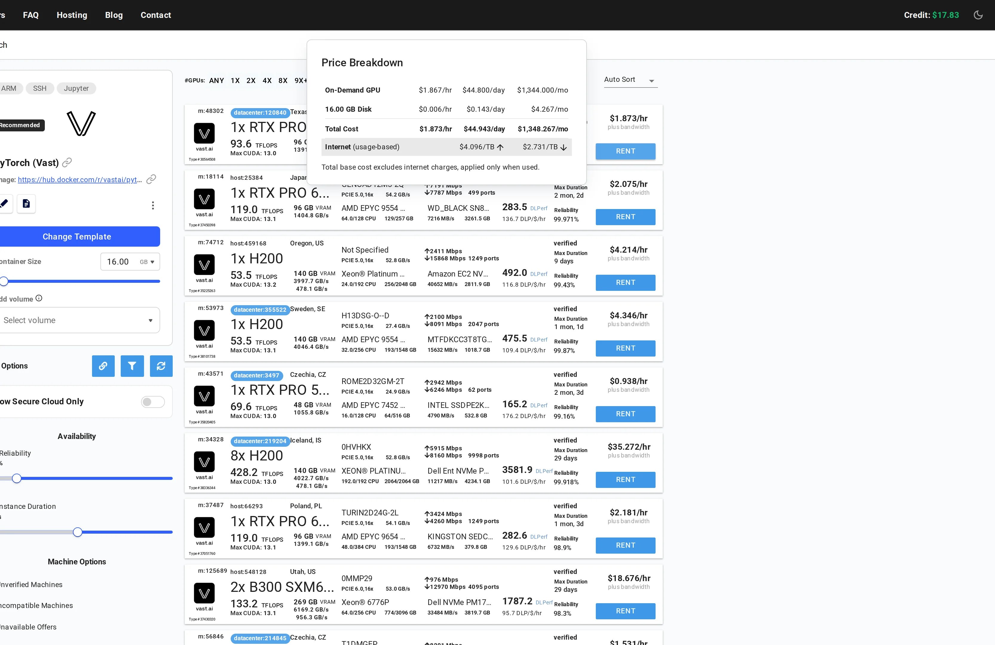Volume pricing tooltip