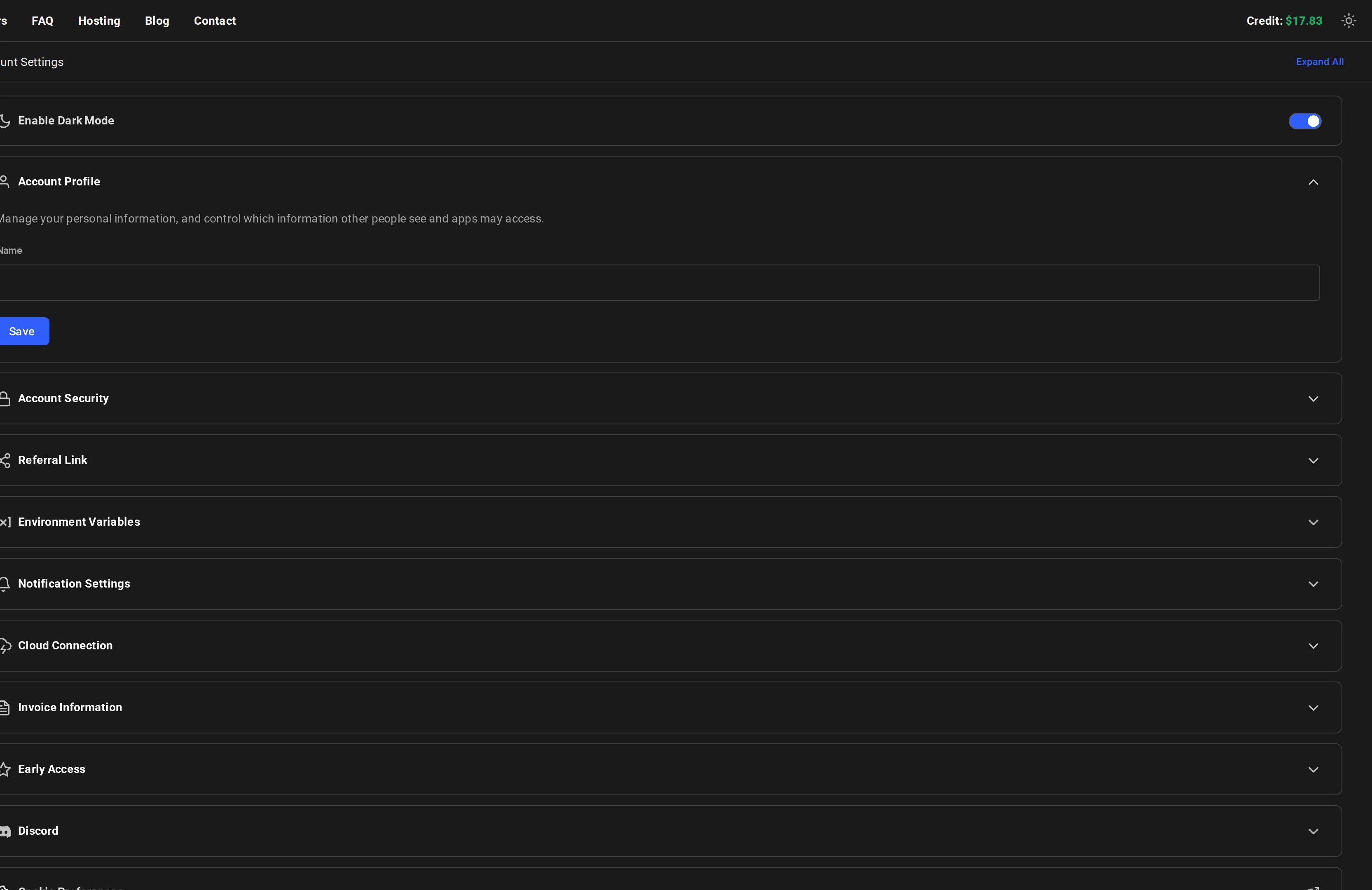 Account Profile section