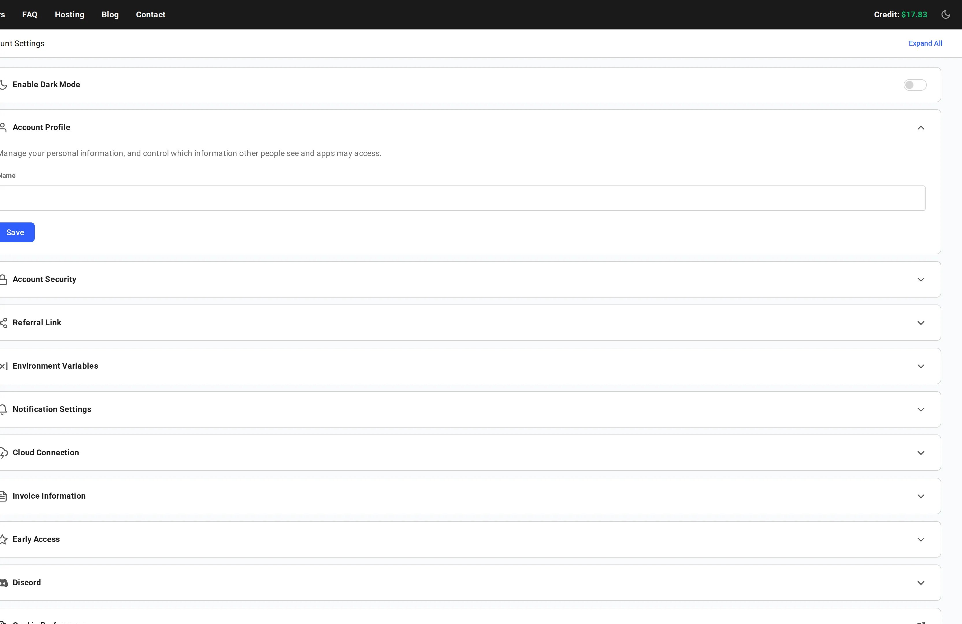 Account Profile section