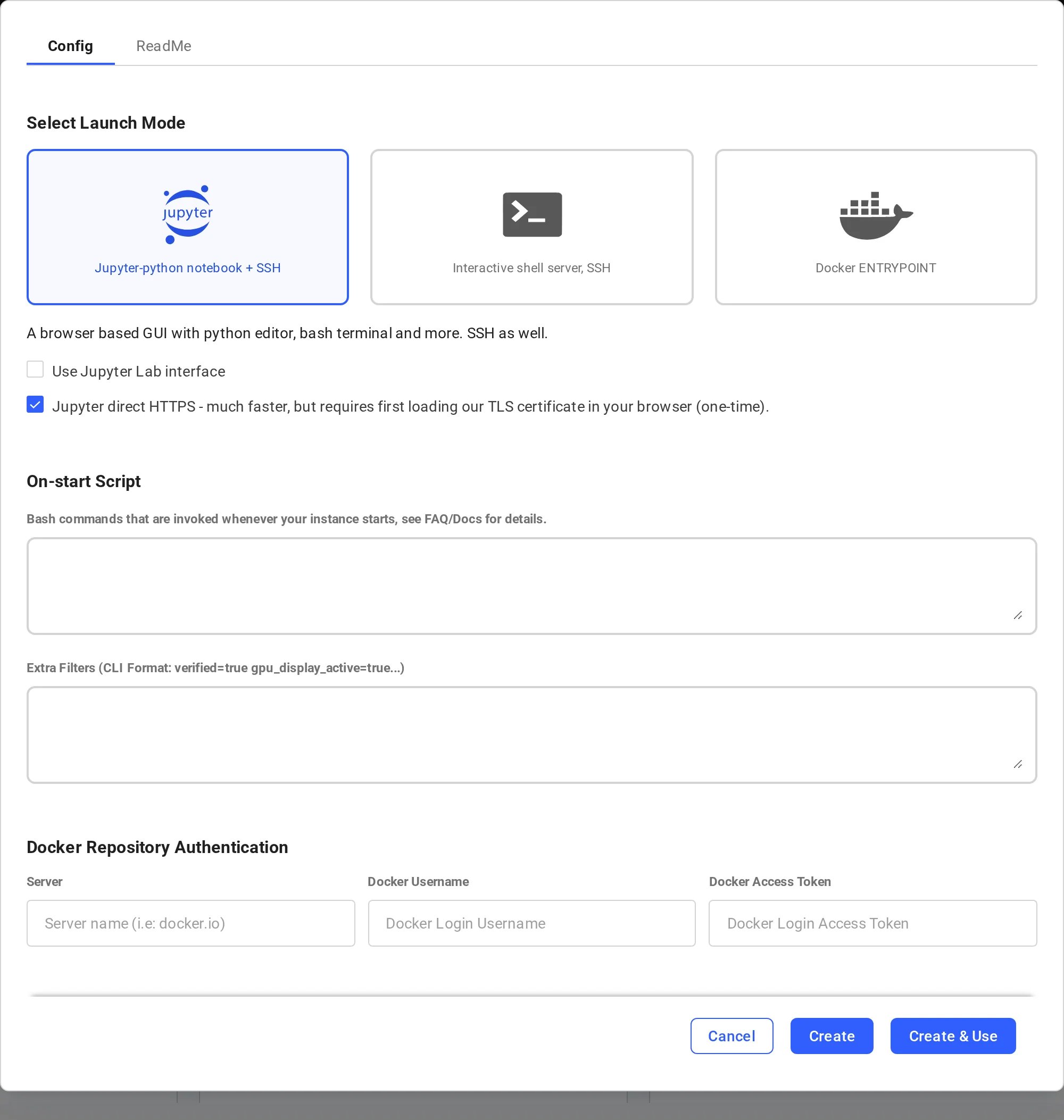 Launch mode selection options