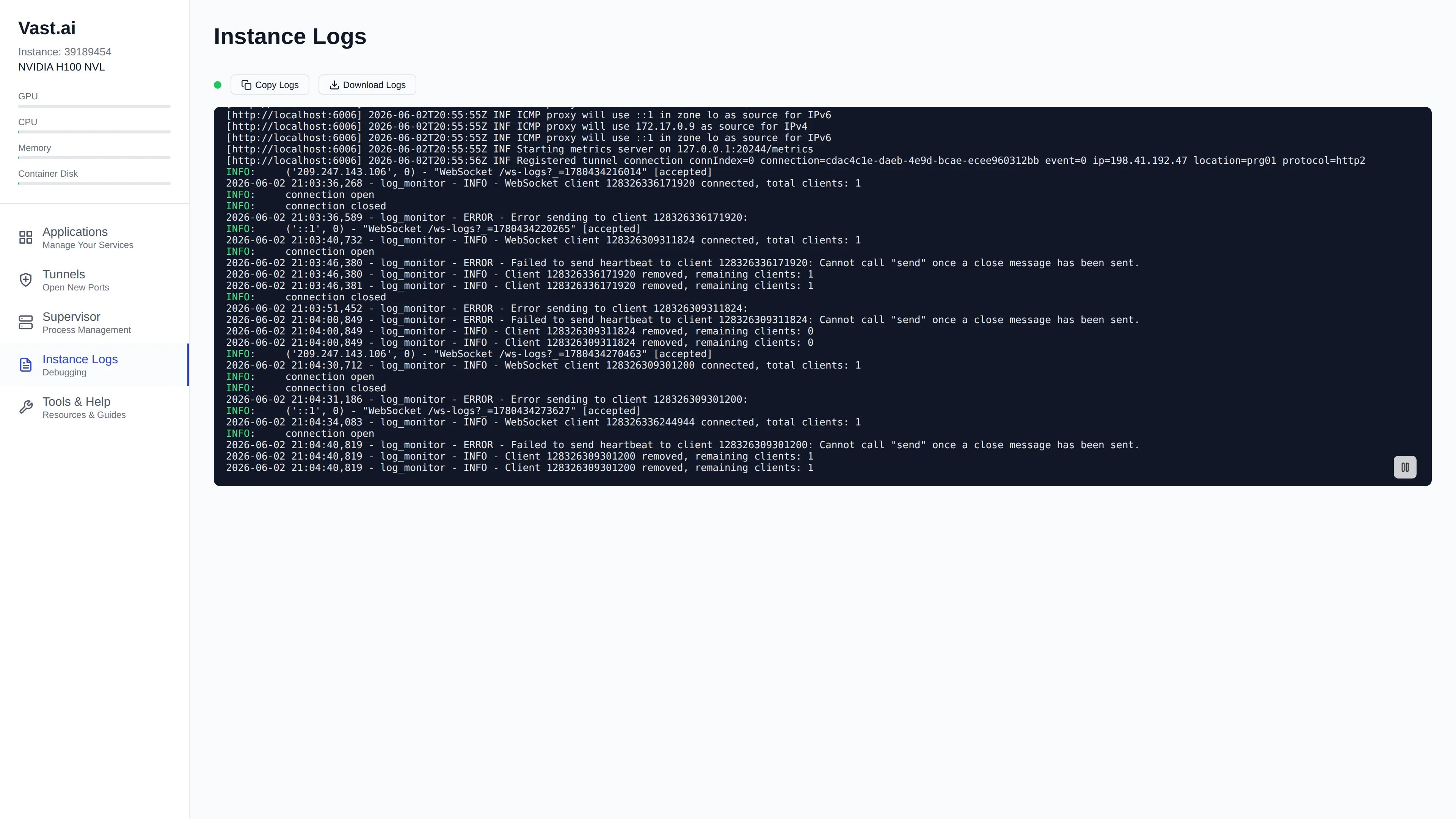 Logs Page